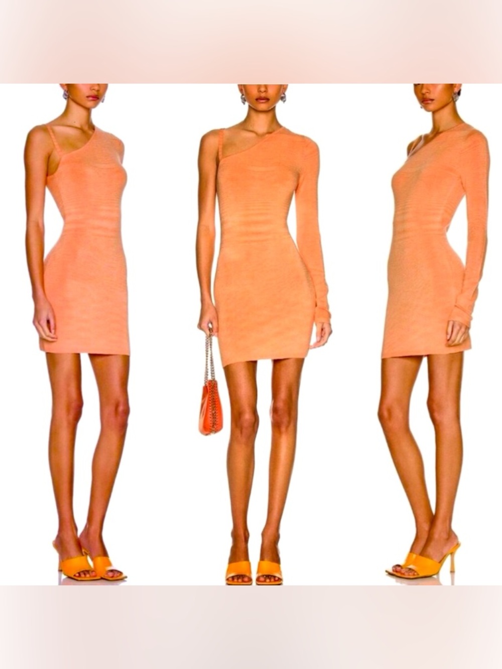 Atoir One-Shoulder Peach-Orange Bodycon Dress